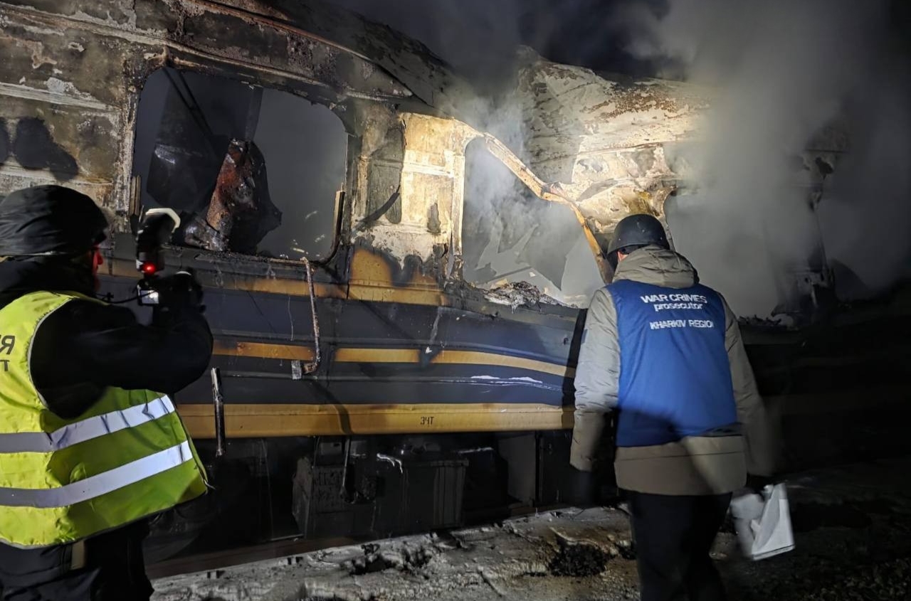 A drone strike hit a train in the Kharkiv region