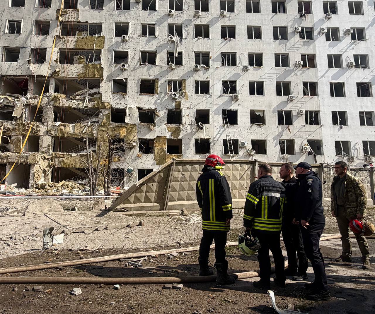 Odessa emergency services finish work at multi-storey building hit multiple times by drones